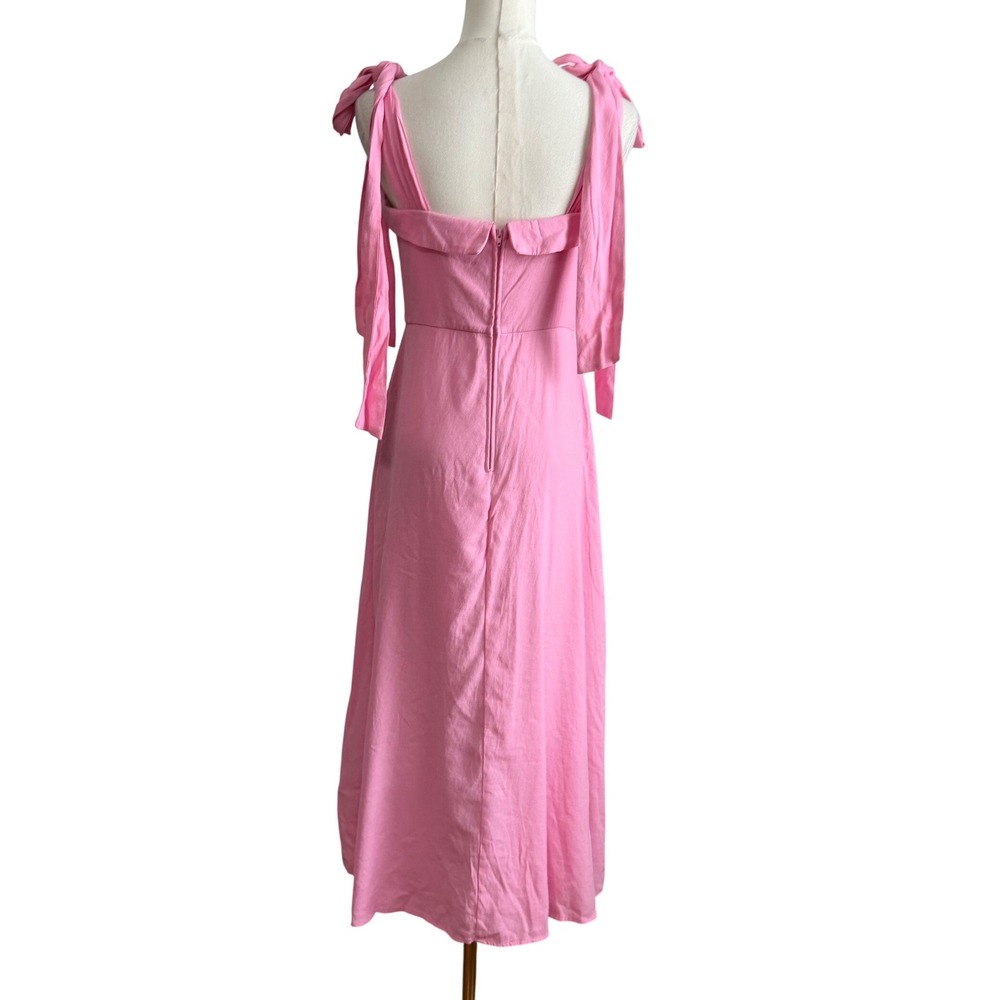 Trixxi Tie Shoulder Midi Dress M Pink Romantic Feminine Coquette Barbiecore - Picture 4 of 12